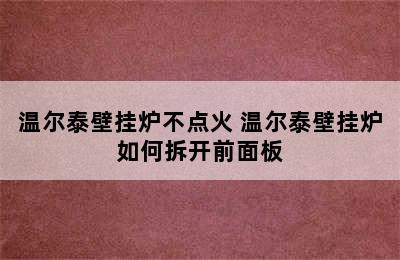 温尔泰壁挂炉不点火 温尔泰壁挂炉如何拆开前面板